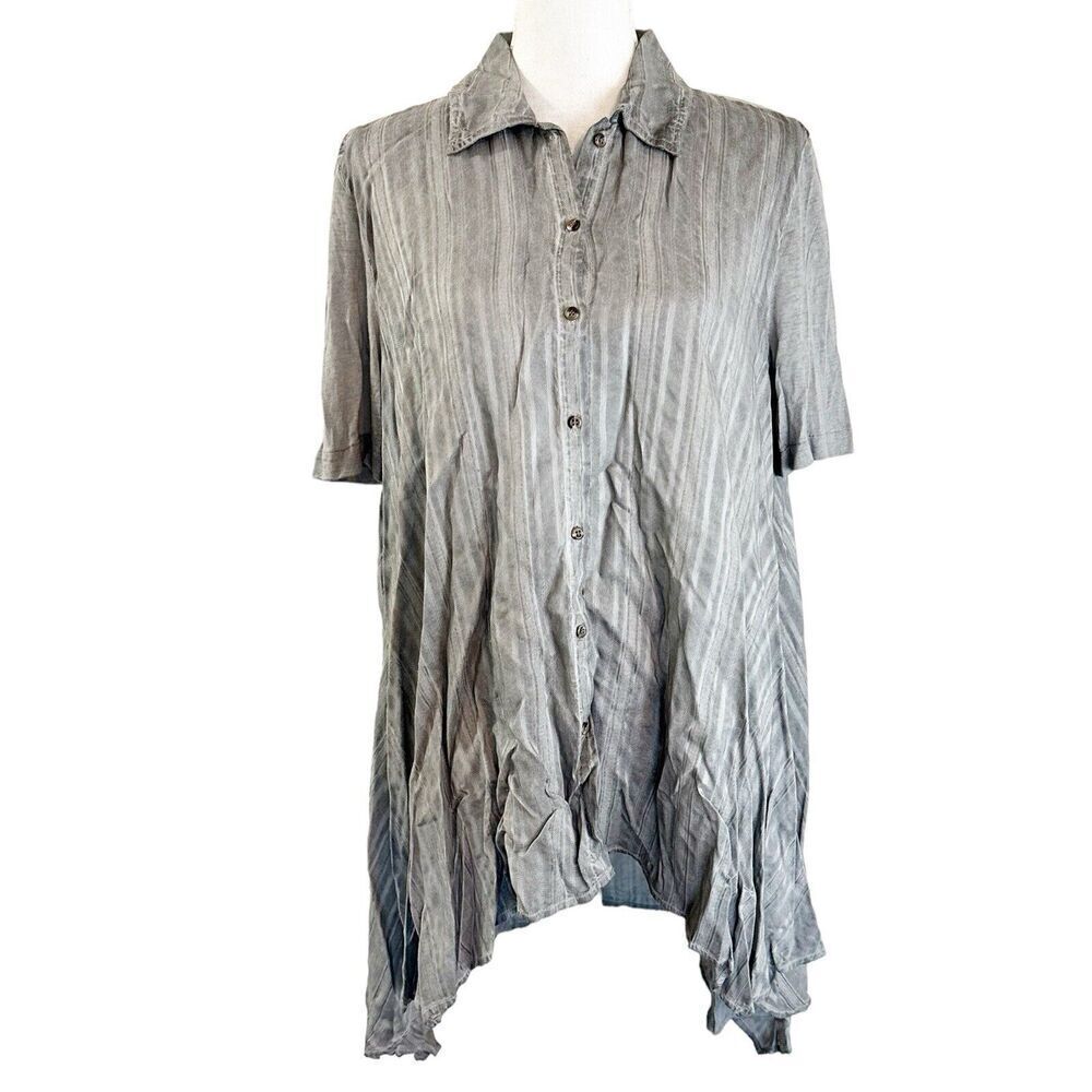 Mind Set‎ by XCVI Womens Swing Tunic Blouse Size Small Oversized Hi Lo Hem